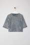 Gri Kalın Pamuklu Yıkamalı Çiçekli Relaxed/Rahat Kalıp Crop Örme T-Shirt TWOSS25TS00131 - 5
