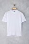 Beyaz-Beyaz 2'li Paket %100 Pamuk Basic Dik Yaka Örme T-Shirt TWOSS20TS1500 - 9
