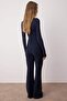 Lacivert İspanyol Paça Flare Bootcut Dokuma Kumaş Pantolon TOFAW19BB0581 - 4