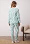 Mint Kalpli Kedi Nakışlı Uyku Bantlı Polar Kışlık Örme Pijama Takımı THMAW21PT0669 - 5