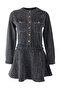Gri Dokulu Eteği Volanlı Mini Denim Elbise TWOAW25EL00515 - 6