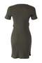 Khaki Tie Detailed Crew Neck Knitwear Look Mini Knitted Dress TWOSS22EL0751 - 7