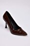 Açık Kahverengi Kroko Desenli Sivri Burun Kadın 9 cm İnce Topuklu Stiletto AyakkabıTAKAW26TO00001 - 3