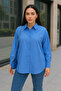 Women's Oversize Bolkesim Linen Shirt - Blue - 5