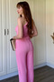 Seersucker Fabric One Shoulder Pink Suit - 5