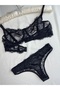 مجموعة Bralet من الدانتيل الناعم باللون الأسود - 7