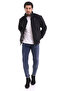 Men's Stand Collar Bondik Fabric Lined Pocketed Zippered Water Repellent Seasonal Coat Navy Blue - 3