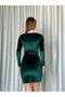 Women's Green Velvet Asymmetrical Cut Mini Dress 14C-2173 - 4