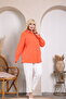 Women's Orange Stone Design Large Size Shirt - 5