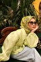 وشاح حرير تيفيل أصفر 11434-03 بنمط زهور - 2
