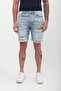 Men's Cut-Out Ripped Jeans Shorts Light Blue - 5