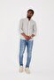Blue-White Striped Etamine Cotton Judge Collar Long Sleeve Men's Shirt - 6
