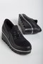Elevate Shine - Black Stoned Hidden Wedge Heel Sneakers - 4