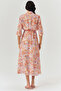 Floral Patterned Midi Shirt Dress with Lace Detail - 5