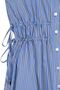Blue Striped Cotton Midi Shirt Dress with Elastic Waist and Lace Detail - 5