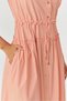 Balloon Sleeves Waist Seat Salmon Midi Length Shirt Dress - 5
