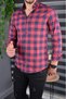 Slim Fit Lacicert-Burgundy Checkered Cotton Flexible Chest Garni Collar Buttoned New Season Men's Shirt