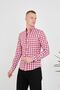 Checkered-Plaid White-Red Slim Fit Cotton Flexible Buttoned Collar Men's Shirt - 3