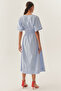 Gathered Waist V-Neck Bat Sleeve Midi Dress - 4