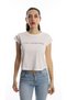 Women's Crew Neck Printed Crop T-Shirt White