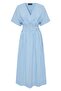 Gathered Waist V-Neck Bat Sleeve Midi Dress - 7