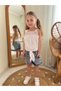 Girls' Embroidered Denim Shorts and Embroidered Strappy White Blouse - 5