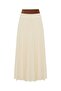 Straight Cut Pleated Midi Length Skirt with Elastic Waist - 7