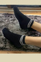 12 Pairs Men's and Women's Cotton Striped Black Bootie Socks - 4