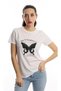 Women's Butterfly Printed Crew Neck Regular Fit T-Shirt White - 2