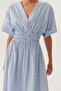 Gathered Waist V-Neck Bat Sleeve Midi Dress - 5