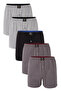 Men's 5-Piece Cotton Combed Cotton Smoked Boxers with Elastic Waist and Buttons
