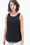 Women's Black Front Lined Sleeveless Slim Fit Casual Stylish Chiffon Blouse
