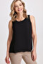 Women's Black Front Lined Sleeveless Slim Fit Casual Stylish Chiffon Blouse - 3