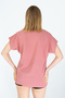 Women's Bat Sleeve Viscose Half Placket Dusty Rose Shirt - 2