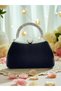 Special Design Black Color Glitter Satin Handle Women's Evening Dress Bag Wedding Engagement Prom - 4