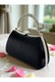 Special Design Black Color Glitter Satin Handle Women's Evening Dress Bag Wedding Engagement Prom - 3