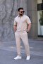 Men's Polo Collar (t-shirt + trousers) comfortable fit zip detail top and bottom set