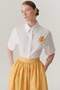 Cotton Regular White Shirt with Bead Embroidery Detail