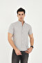 Short Sleeve Judge Collar 100% Cotton Linen Textured Slim Fit Shirt - 4