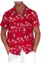 Red Blue White Sailor Sailing Printed Hawaiian Oversize Relaxed Fit Short Sleeve Loose Shirt