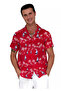 Red Blue White Sailor Sailing Printed Hawaiian Oversize Relaxed Fit Short Sleeve Loose Shirt - 2