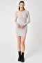 Gray Melange Camisole Asymmetrical Collar Long Sleeve Mini Dress - 2