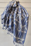 100% Cotton Indigo Blue Jacquard Muslin Peshtemal - Lightweight Beach Towel - 90X170 cm