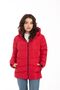Women's Sports Red Hooded Fleece-Lined Faux Fur Waterproof Windproof Puffer Jacket, Coat, or Parka - 2