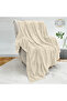 Microfleece Blanket Single(150x200 cm) – Ultra-Soft, Lightweight 300GSM, Warm - Stripe Pattern-Beige - 4