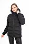 Women's Black Hooded Lined Waterproof Wind Resistant Fiber Filled Puffer Jacket Coat Parka