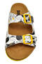 Women's Vegan Leather White Slippers - Monochrome Cats Design - 5
