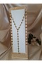 Lilac Stone Heart Gold Color Y Letter Shaped Long Chain Necklace - Elegant Handmade Design - 7