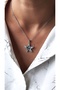 Starfish Figured Handles Blue Stone Steel Necklace - 2
