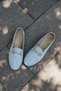 Women's Genuine Leather Chain Loafer Casual Shoes Tanle Blue Patent Leather - 6